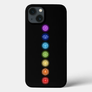 Funda Para iPhone 13 7 Símbolos de Chakra   Negra