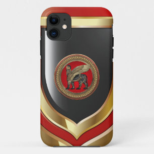 Funda Para iPhone 11 [800] León alado asirio: Lamassu dorado y negro