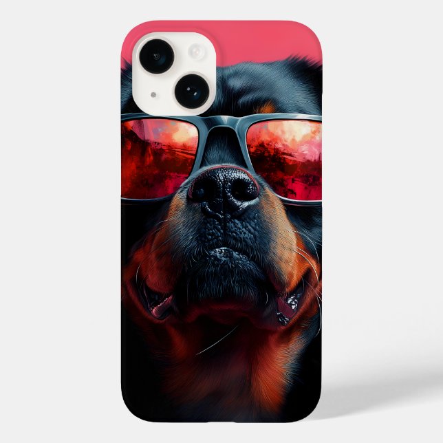 Funda De Case-Mate Para iPhone A cool rottweiler with sunglasses (Reverso )