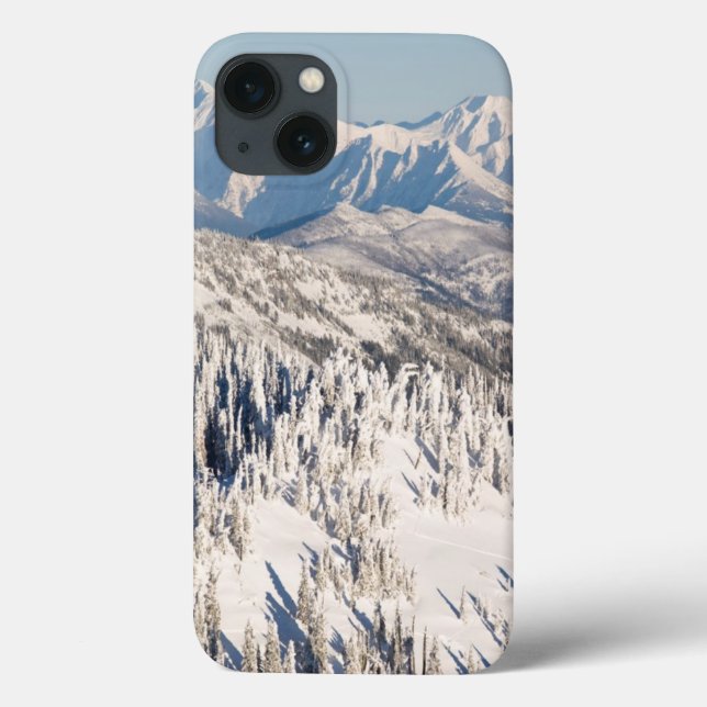 Funda De Case-Mate Para iPhone A Scenic View of Snowy Mountains and Trees. (Reverso)