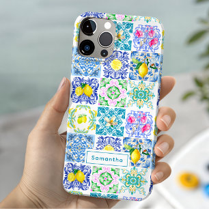 Funda Para iPhone 15 Aazulejo colorido siciliano de verano Amalfi Medit