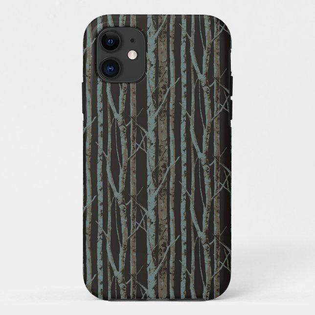 Funda De Case-Mate Para iPhone Abedul retro oscuro (Reverso)