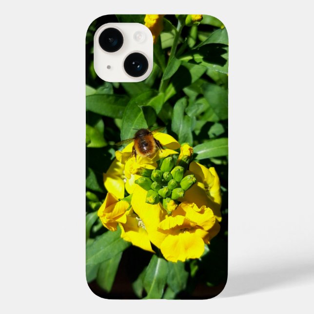 Funda De Case-Mate Para iPhone Abeja a las flores amarillas (Reverso )