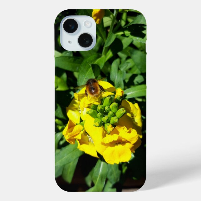 Funda De Case-Mate Para iPhone Abeja a las flores amarillas (Reverso )