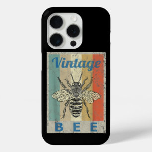 Funda Para iPhone 15 Pro Abeja de estilo vintage Reina miel apicultura