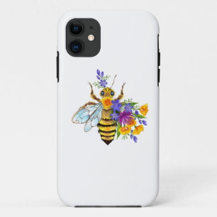 Funda Para iPhone 11 Abeja de flor con plantas silvestres