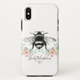 Funda Para iPhone X Abeja De Miel Y Nombre Personalizado De Floral