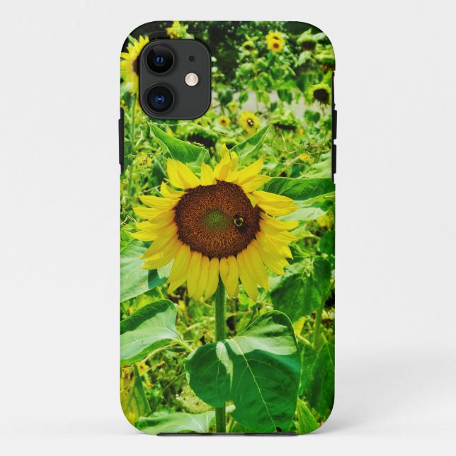 Funda De Case-Mate Para iPhone Abeja en el girasol amarillo (Reverso)