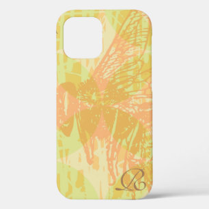 Funda Para iPhone 12 Abeja rosada y monograma modernos