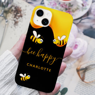 Funda Para iPhone 14 De Case-Mate Abejas de abejas negras felices burbujas monograma