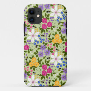 Funda Para iPhone 11 Abejas de bonito y mariposas florales