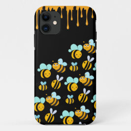Funda Para iPhone 11 Abejas negras ilustradas Miel negra