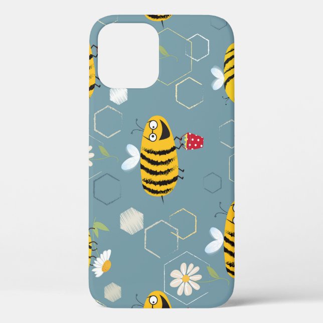 Funda De Case-Mate Para iPhone Abejas Polinizantes, Escena Jardín Floriente. (Reverso )