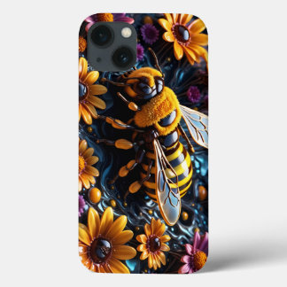 Funda Para iPhone 13 abejas y flores