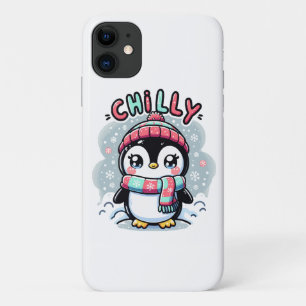 Funda Para iPhone 11 Abrazo de bufanda nevada de pingüino helado