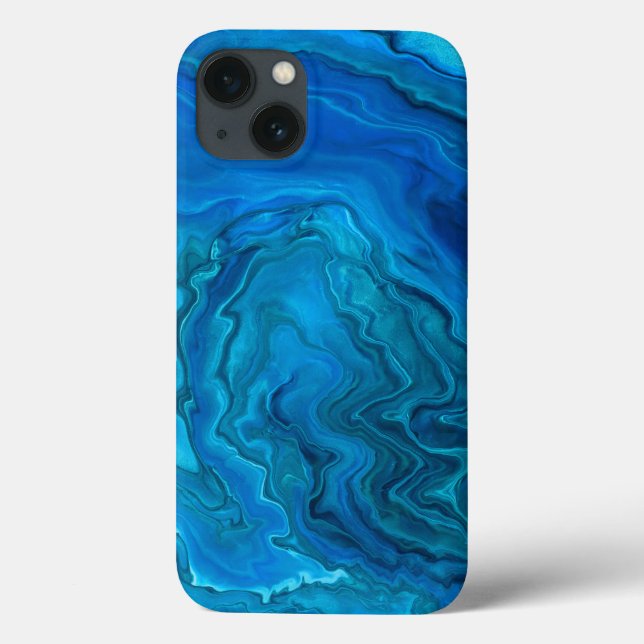 Funda De Case-Mate Para iPhone Abstracción acrílica de mármol azul Verde azulado  (Reverso)