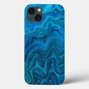 Funda Para iPhone 13 Abstracción acrílica de mármol azul Verde azulado
