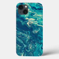 Abstracción acrílica de mármol azul y blanco