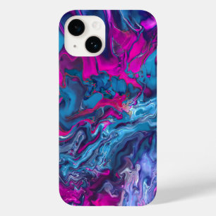 Funda Para iPhone 14 De Case-Mate Abstracción acrílica de mármol azul y rosa