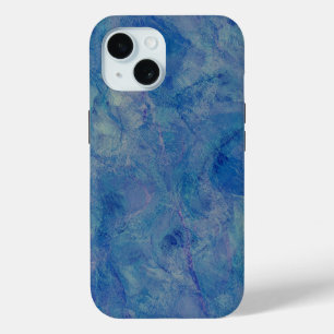 Funda Para iPhone 15 Abstracción acrílica de mármol azul y rosa