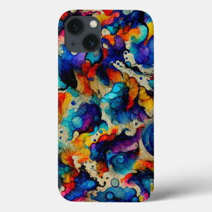 Funda Para iPhone 13 Abstracción colorida de la tinta líquida