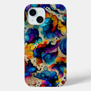 Funda Para iPhone 15 Abstracción colorida de la tinta líquida