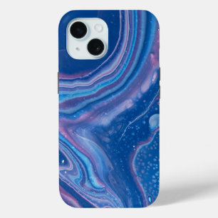 Funda Para iPhone 15 Abstracción de ágata de mármol azul y rosa