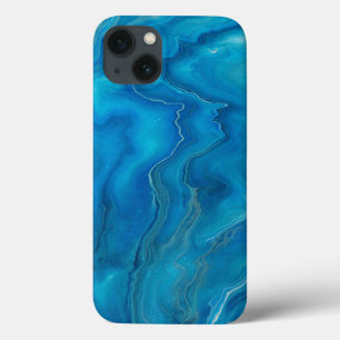 Funda Para iPhone 13 Abstracción del árido de mármol azul y Verde azula