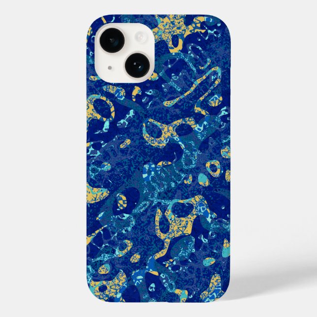 Funda De Case-Mate Para iPhone Abstracción gráfica en blanco azul marino y amaril (Reverso )