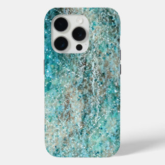 Funda Para iPhone 15 Pro Abstract Aqua Watercolor Flourish