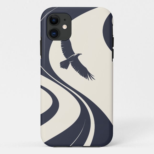 Funda De Case-Mate Para iPhone Abstract Bird Minimalist Navy Phone Case (Reverso)
