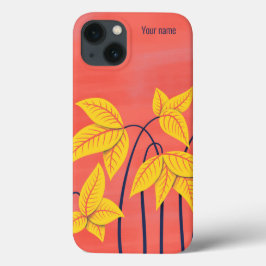 Funda Para iPhone 13 Abstract Flowers Coral Floral Geométrica Nombre