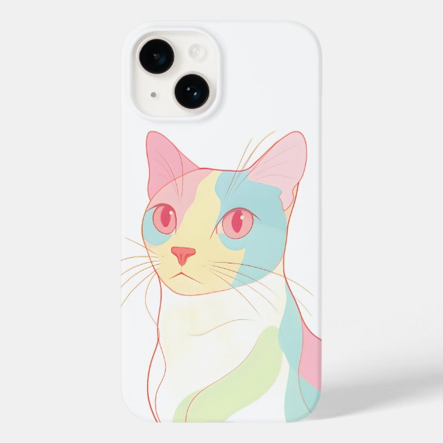 Funda De Case-Mate Para iPhone Abstract Pastel Cat Art Phone Case - Modern Minima (Reverso )