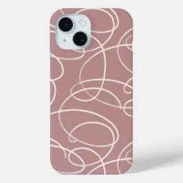 Funda Para iPhone 15 Abstract Swirling Vine | Minimalist Line Art Pink