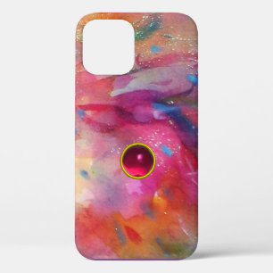 FUNDA PARA iPhone 12 ABSTRACTO AZUL ROJO DE COLOR ROJO CON GEMSTONE DE