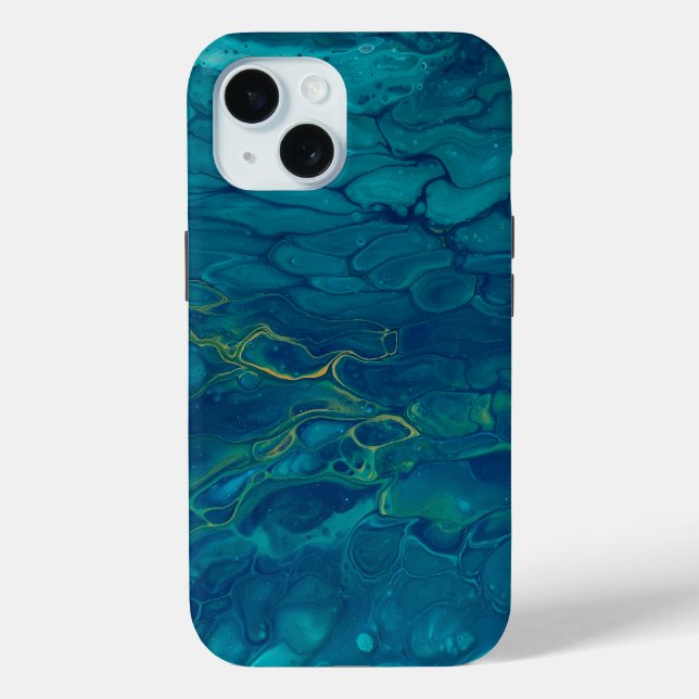 Funda De Case-Mate Para iPhone Abstracto azul y amarillo Marble Mosaico fluido ar (Reverso )