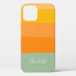 Funda Para iPhone 12 Pro Abstracto Color Block Stripes Naranja Nombre de la