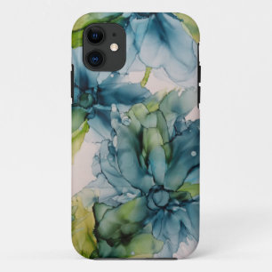 Funda Para iPhone 11 Abstracto colorido Arte floral azul y verde