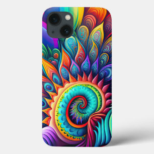 Funda Para iPhone 13 Abstracto colorido Psicodélico Hermosa Flor