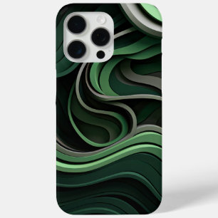 Funda Para iPhone 15 Pro Max abstracto curvilineal en verde y gris