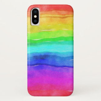 Funda Para iPhone X Abstracto de color de agua rayas pintadas arcoiris