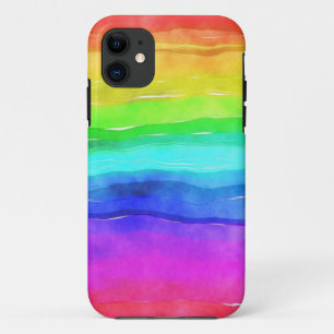 Funda Para iPhone 11 Abstracto de color de agua rayas pintadas arcoiris
