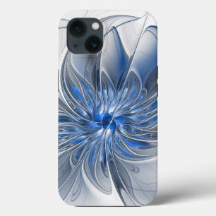 Funda Para iPhone 13 Abstracto Flor de arte fractal de color gris azul