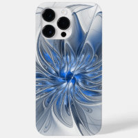 Abstracto Flor de arte fractal de color gris azul