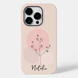 Funda Para iPhone 14 Pro De Case-Mate abstracto floral minimalista rosado monogramo