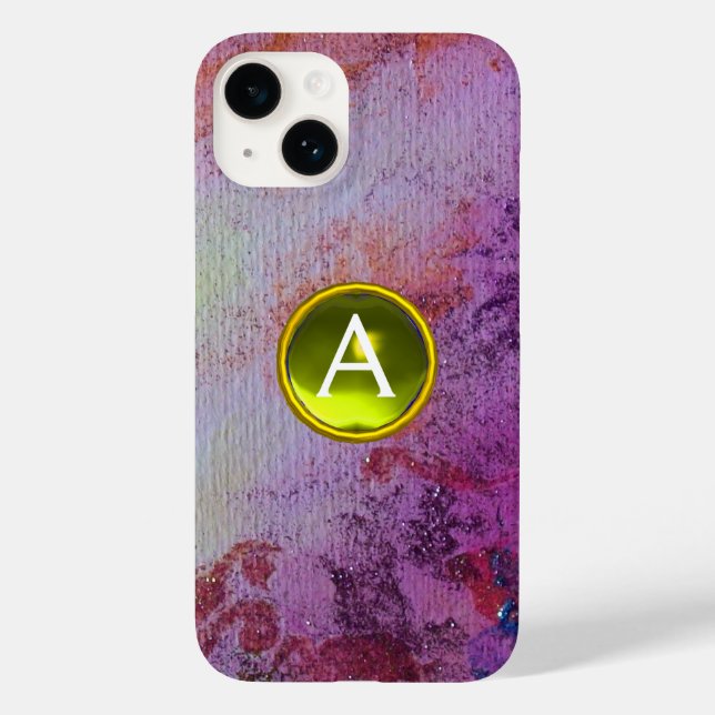 Funda De Case-Mate Para iPhone ABSTRACTO GEM MONOGRAM amarillo púrpura (Reverso )