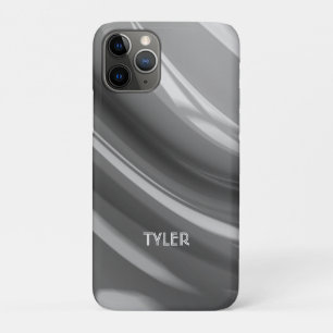 Funda Para iPhone 11 Pro Abstracto Negro y Blanco, Nombre en Texto Blanco