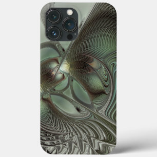 Funda Para iPhone 13 Pro Max Abstracto Olive Sage Green Grey Fractal Art Fantas