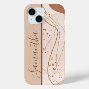 Funda Para iPhone 15 Abstracto Personalizado con Brillo de Oro