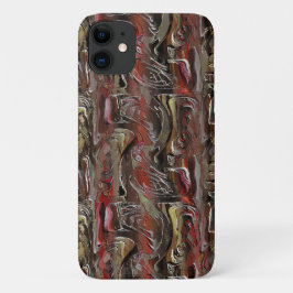 Funda Para iPhone 11 Abstrato entalhado em mogno e vermelho escuro